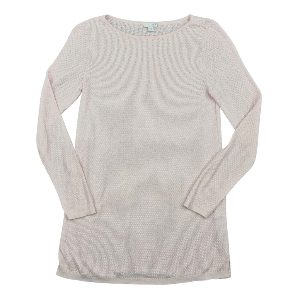 J Jill Womens XS Light Pink Textured Knit Boat Neck Long Sleeve Tunic Sweater